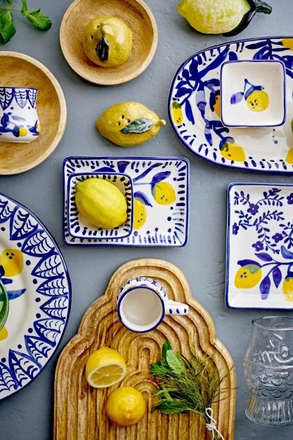 Platou din ceramica pictat manual, design mediteraneean, "Maxima"