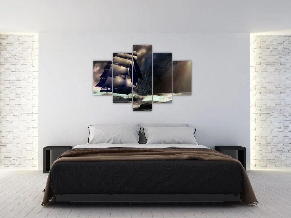 Tablou - Navă printre recife (150x105 cm)