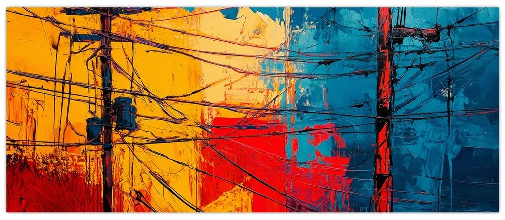 Tablou - Linii electrice abstracte (120x50 cm)