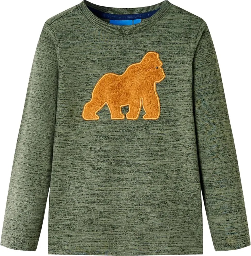 vidaXL Tricou de copii cu mâneci lungi, kaki melanj, 116