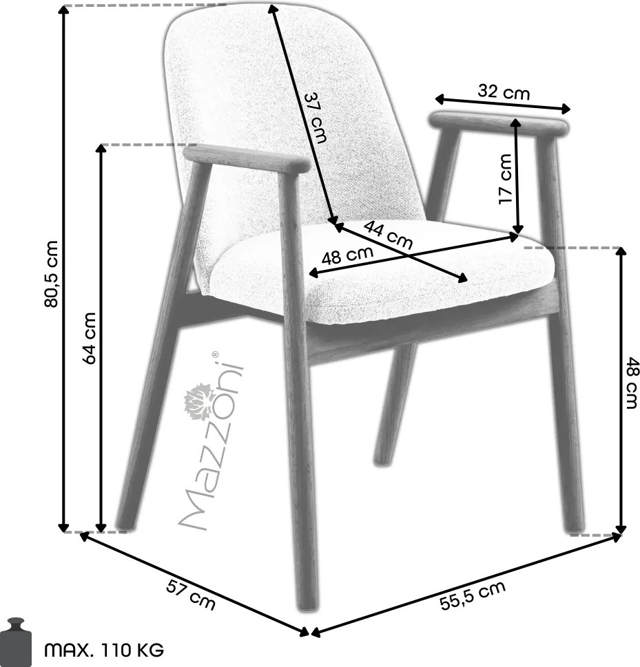 MAZZONI EXPORT RODERIC Maro Taupe (Monza 40)/cadru stejar lăcuit afumat (nuanță nuc) - SCAUN DE LEMN BOUCLÉ PENTRU SUFRAGERIE LIVING BUCĂTĂRIE