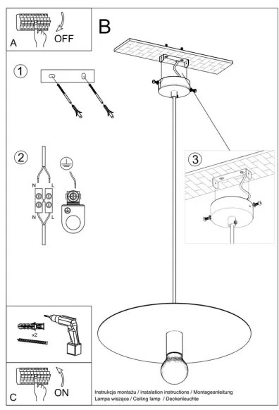 Lustră pe cablu FLAVIO 1xE27/60W/230V neagră Sollux SL.0853