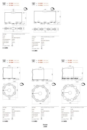 Lustră LED dimabilă pe cablu Redo 01-3244 SINCLAIR LED/35W/230V CRI 93 IP21