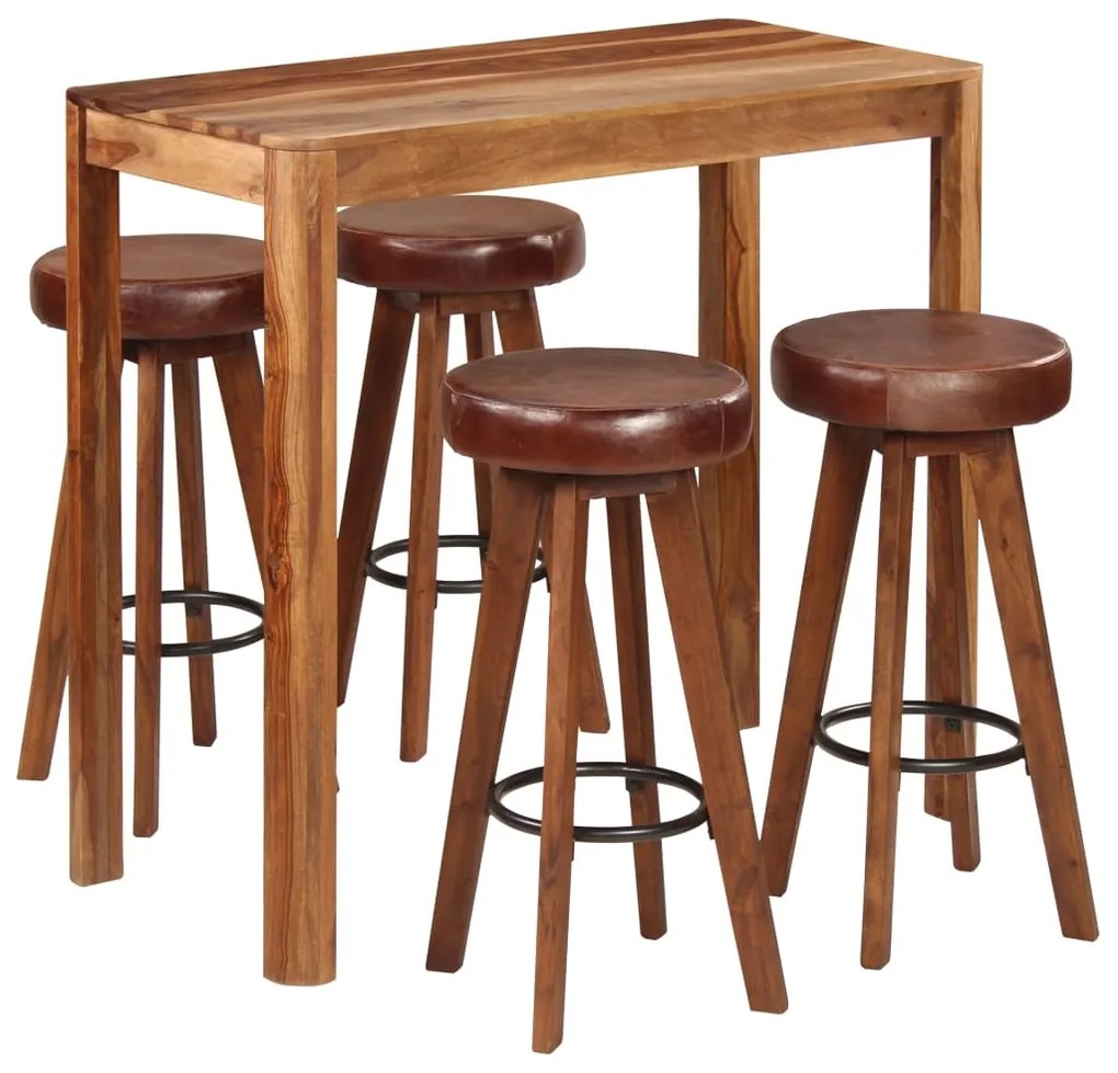 vidaXL Set mobilier bar, 5 piese, 115x56x107 cm lemn masiv