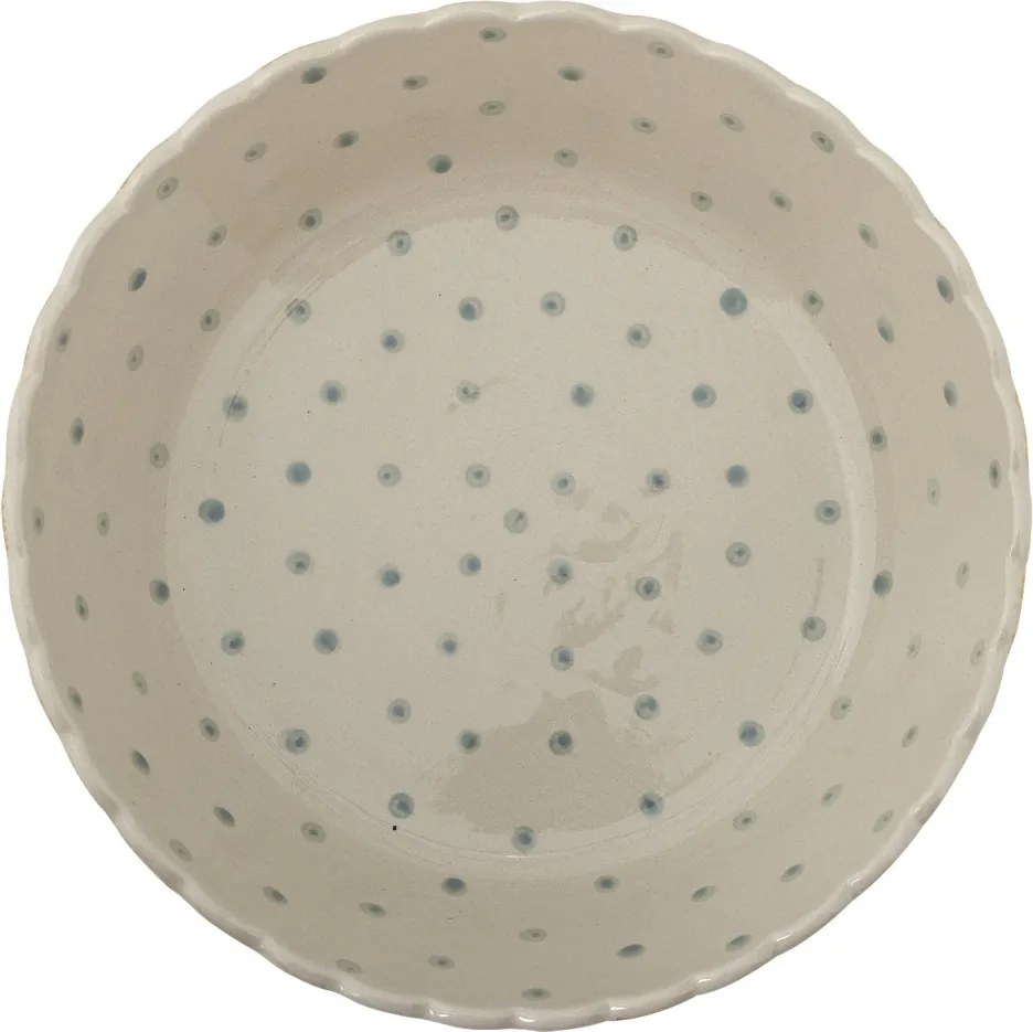 Bol din ceramică artizanală, multicolor, pictat manual cu dungi verticale, buline și margine ondulată, 24x7 cm, „Chip"