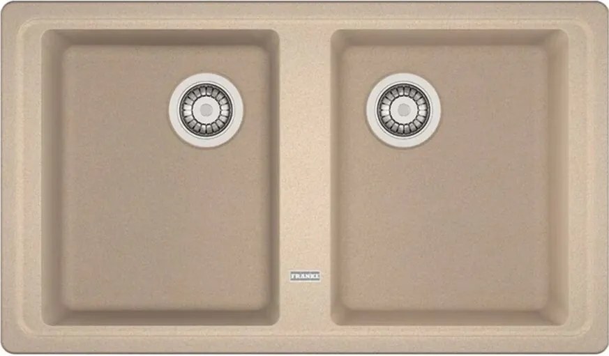 Chiuveta bucatarie compozit Franke Basis Avena 2 cuve fara picurator 86x50 cm finisaj bej mat