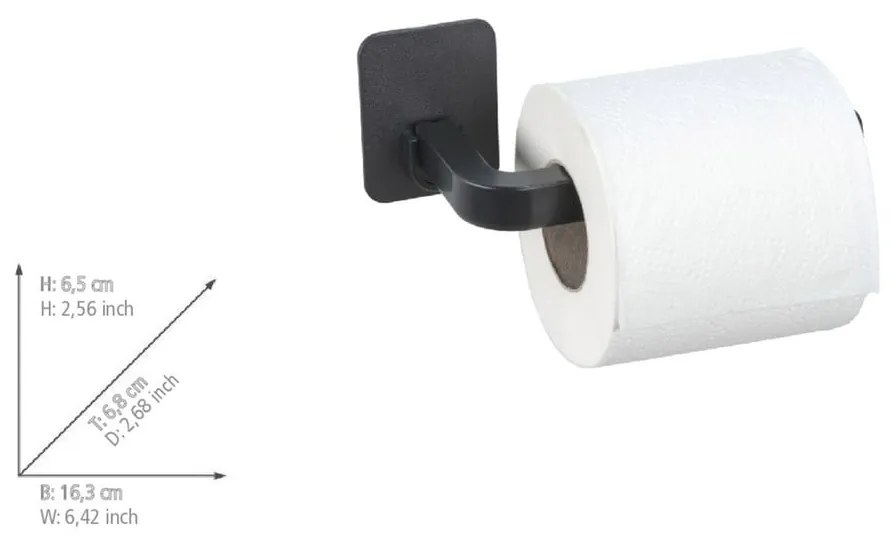 Suport pentru hârtie igienică negru autoadeziv din plastic Parma – Allstar