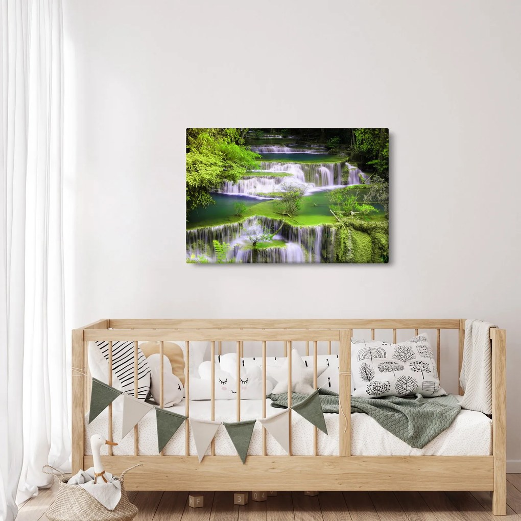 Tablou - Cascada Huay Mae Khamin, Kanchanaburi, Thailanda (90x60 cm)