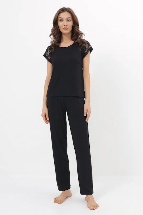 Pijamale femei SUSANA din bambus L Negru / Black