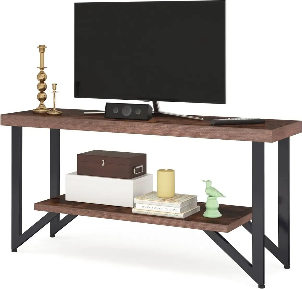 Comoda tv cu picioare metal Homs 140 cm, nuc-negru,30403