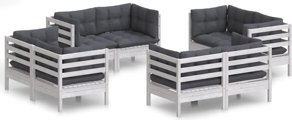 vidaXL Set mobilier de grădină cu perne, 8 piese, antracit, lemn pin