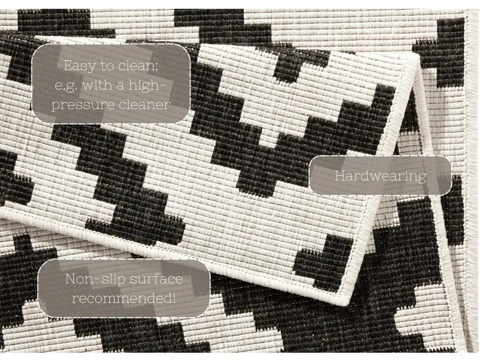 Covor adecvat pentru exterior NORTHRUGS Malta, 80 x 250 cm, negru - crem