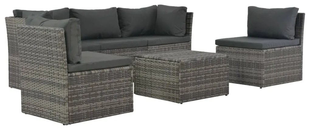44723 vidaXL Set mobilier de grădină cu perne, 4 piese, gri, poliratan
