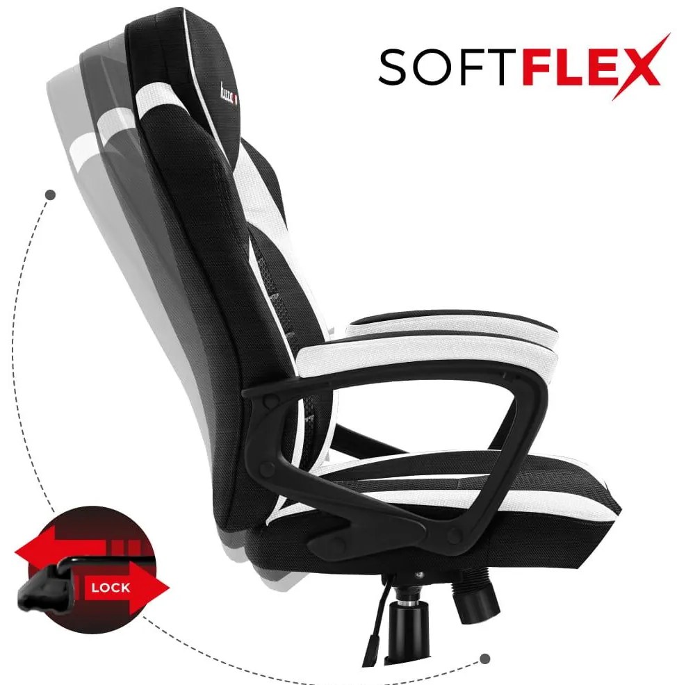 Fotoliu gaming Fusion 2.5 (negru + alb). 1087467