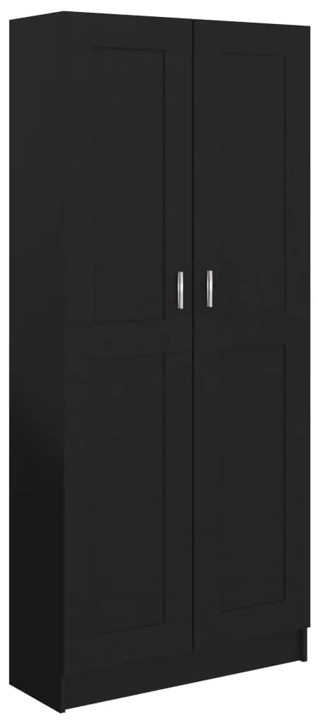 802733 vidaXL Bibliotecă, negru, 82,5x30,5x185,5 cm, lemn prelucrat