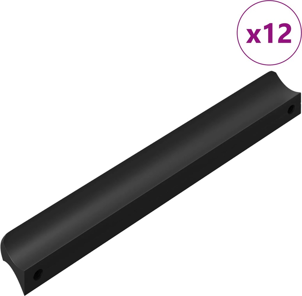 vidaXL Mânere 12 pcs Negru 106 x 7,4 x 15,5 mm Aluminiu