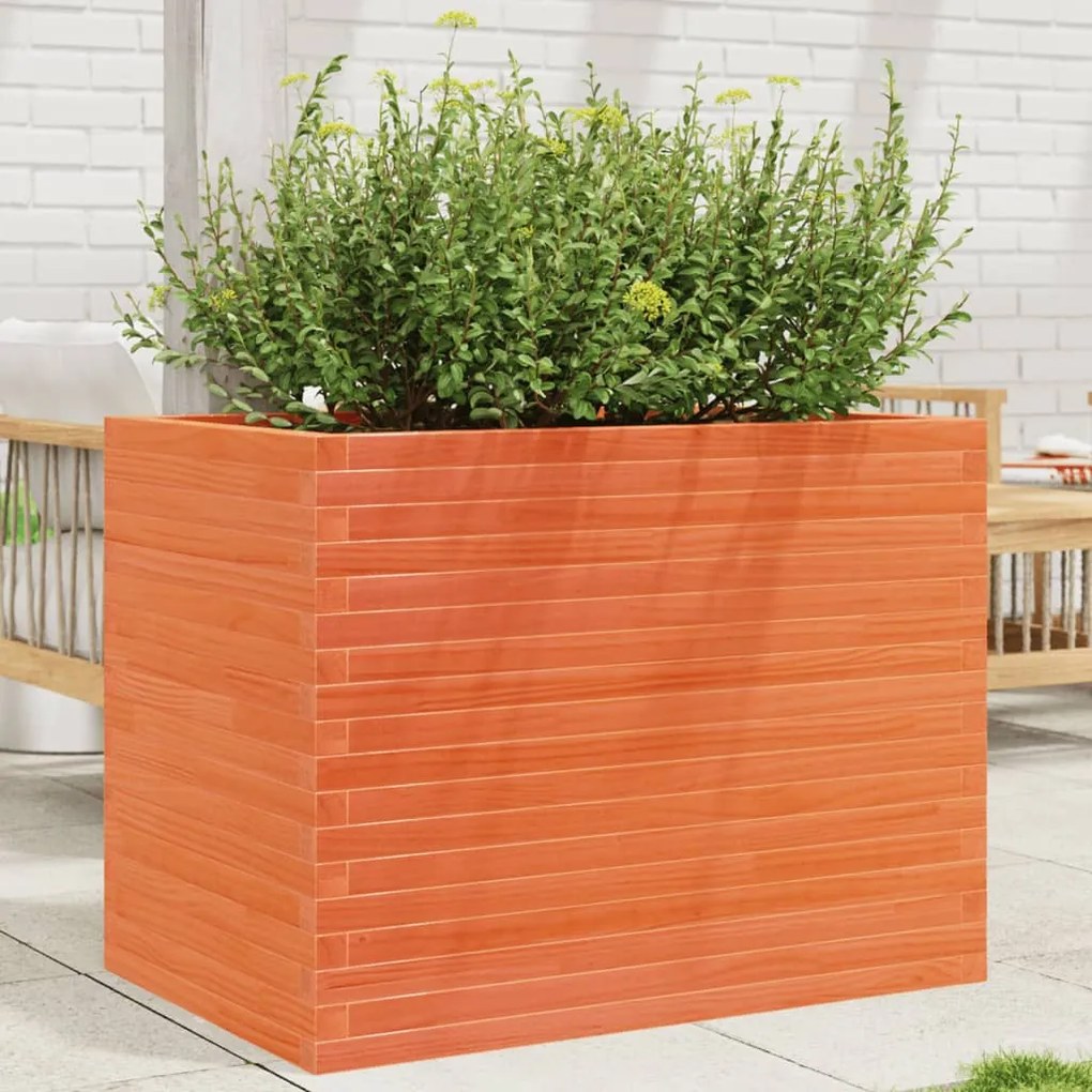 vidaXL Jardinieră grădină, maro ceruit, 90x60x68,5 cm, lemn masiv pin
