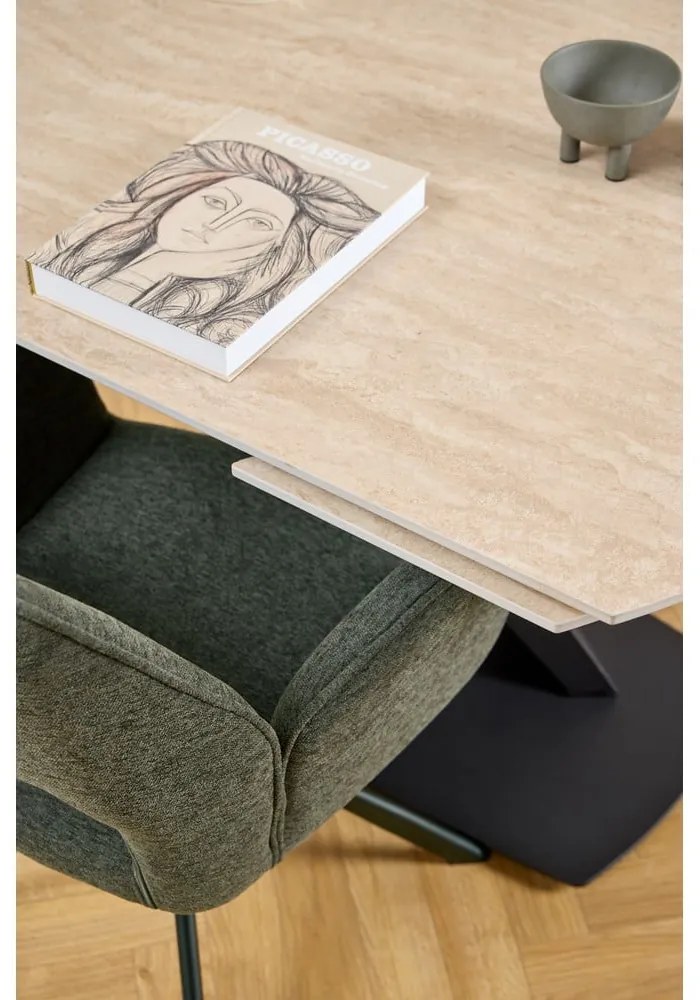 Scaun de dining verde închis cu cotiere Graham – Actona