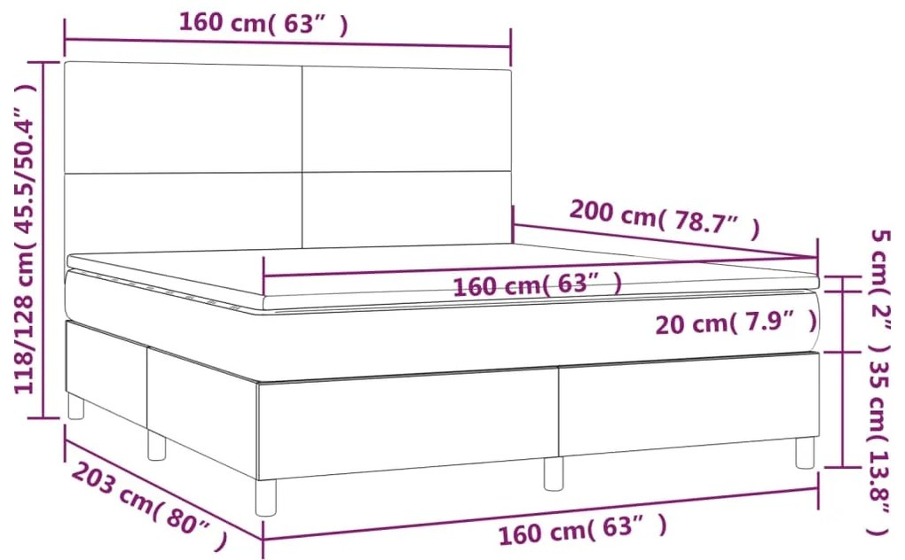 Pat continental cu saltea  LED, roz, 120x200 cm, catifea Roz, 160 x 200 cm, Design simplu