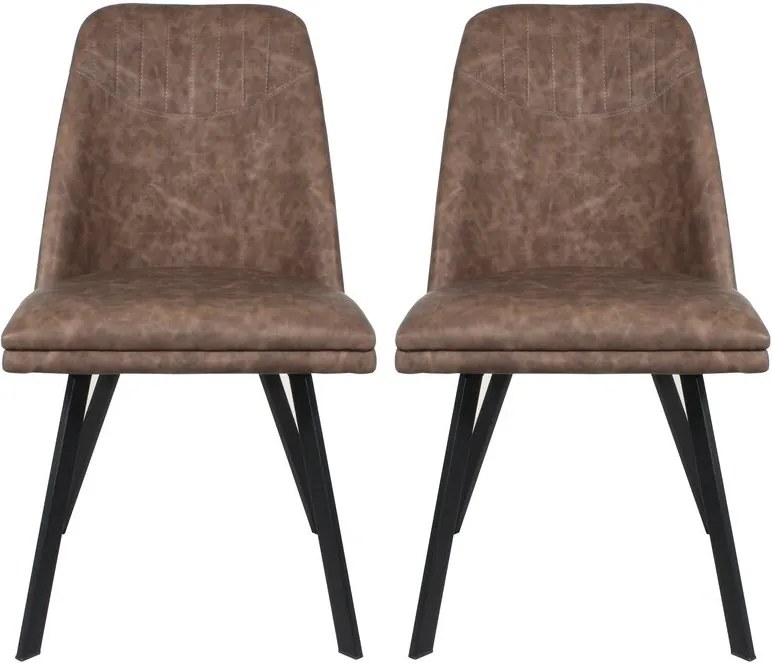 Set 2 scaune tapițate Brieona, maro închis, 84cm H x 47cm W x 60cm D