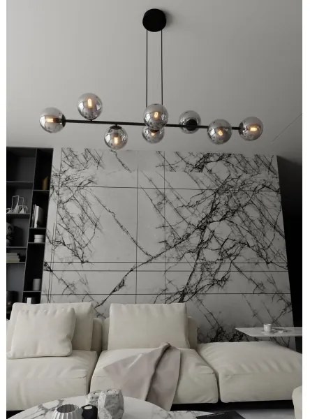 Lustră pe cablu ROSSI 8xE14/10W/230V negru/gri