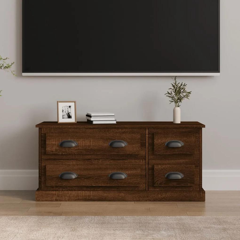 Comoda TV, stejar maro, 100x35,5x45 cm, lemn prelucrat