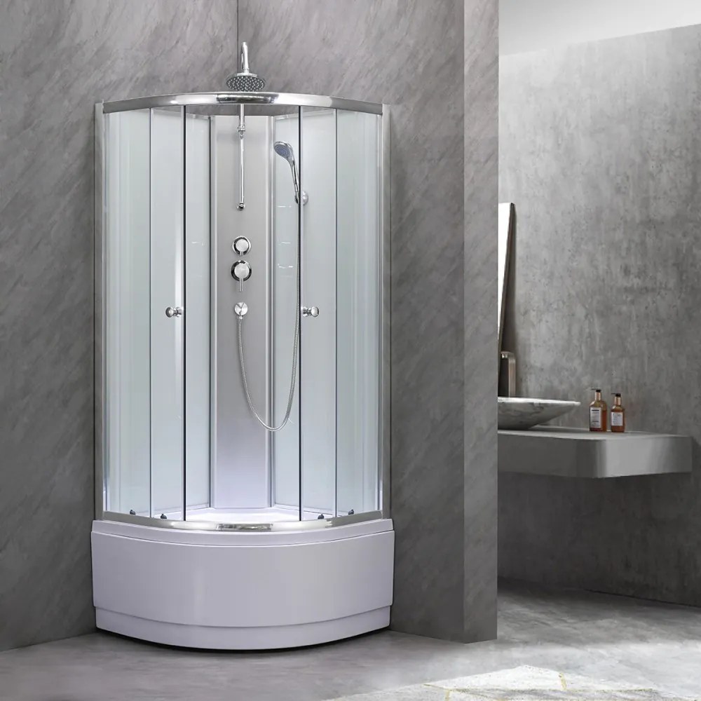 Cabină de duș Karolino 90 cu cadă adâncă albă