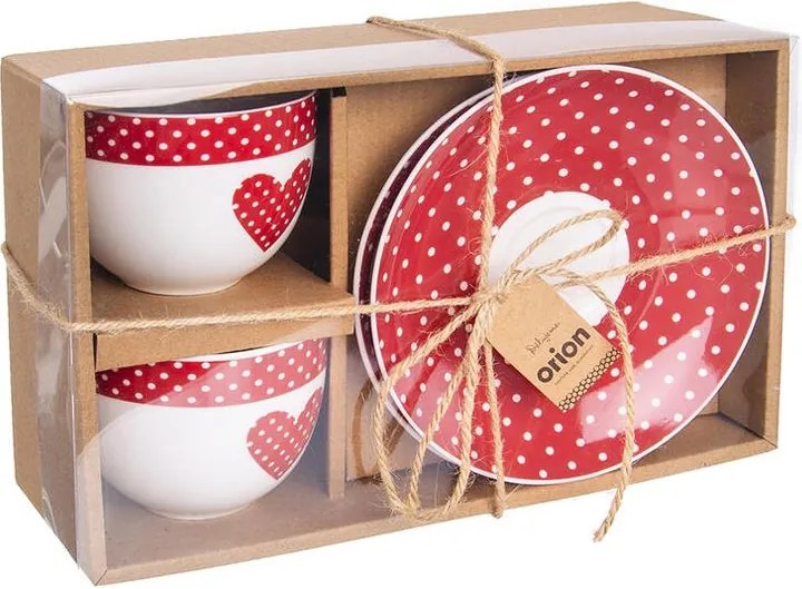 Orion Cană cu farfurioară din porţelan PUNCTE, 280 ML, 2 buc