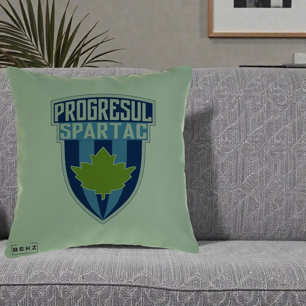 Perna Personalizata Progresul Spartac Fotbal, 40x40 cm, Verde, Husa Detasabila, Perna Inclusa, BEKZ®