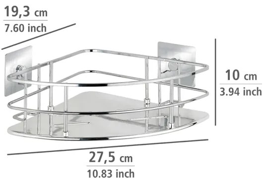 WENKO 23856800 - Poliță TURBO-LOC QUADRO ED. 27,5x19,3 cm inox/crom lucios