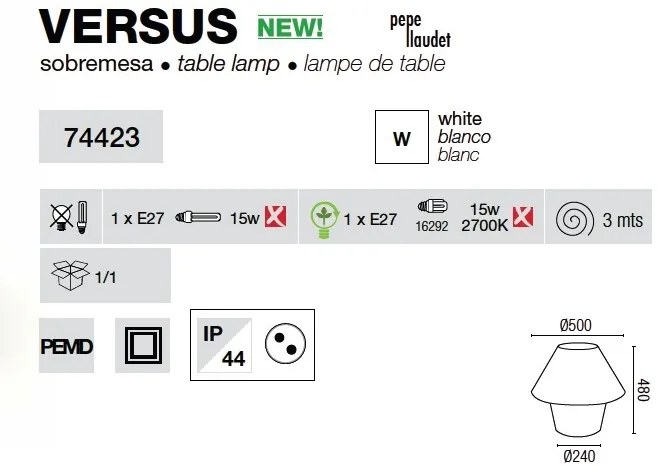 Veioza exterior diametru 50cm IP44 Versus 74423