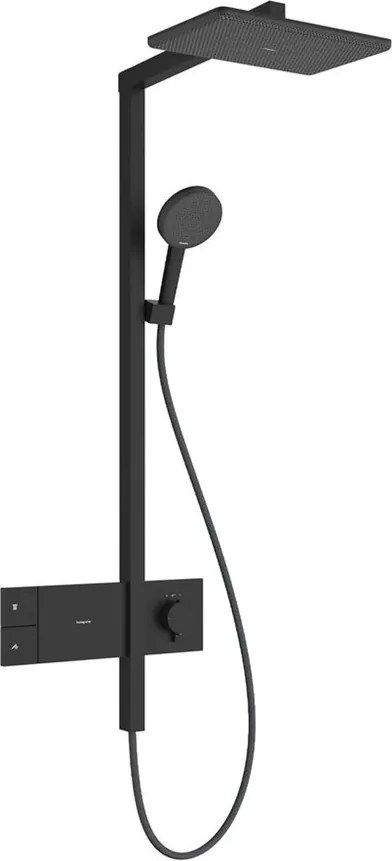 Coloana de dus cu baterie termostatata Hansgrohe Raindance Alive Q para cu 3 functii finisaj negru mat