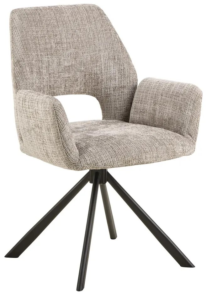 Scaun de sufragerie gri deschis cu cotiere tapițat Graham – Actona