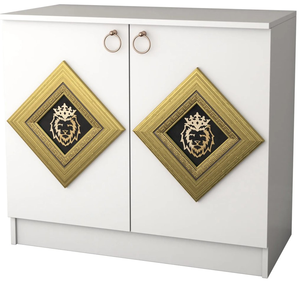 Comoda Deluxe cu oglinda, culoare alb / negru, 90 x 46 x 80 cm