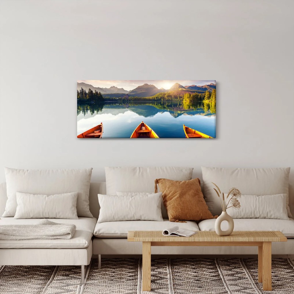 Tablou - Lac cu bărci (120x50 cm)