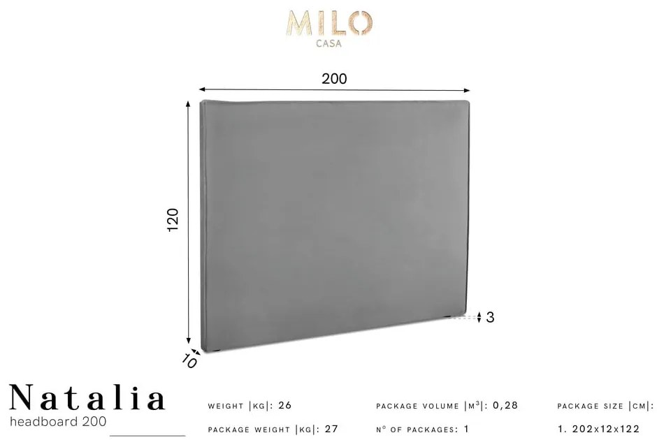 Tăblie de pat verde-închis 200x120 cm Natalia – Milo Casa