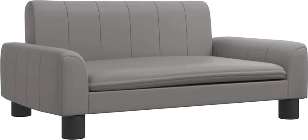 vidaXL Pat de câini, gri, 70x45x30 cm, piele ecologică