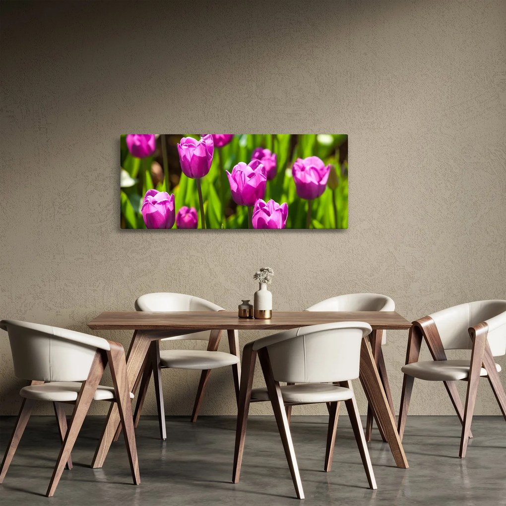 Tablou cu lale pe luncă (120x50 cm)