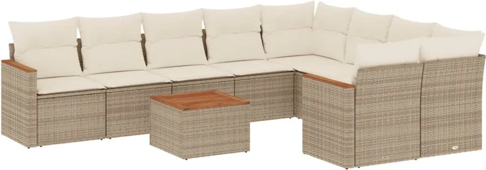 vidaXL Set canapele de grădină cu perne, 10 piese, bej, poliratan