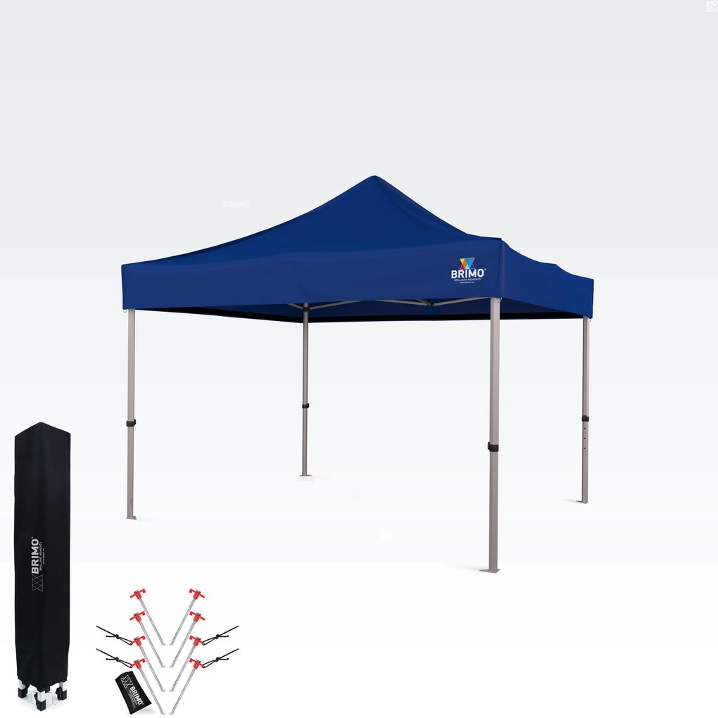 Foișor de grădină pliabil 3x3 m | Protecție UV/PVC premium | Construcție robustă BRIMO | Montaj rapid fără scule - fără pereți - Albastru