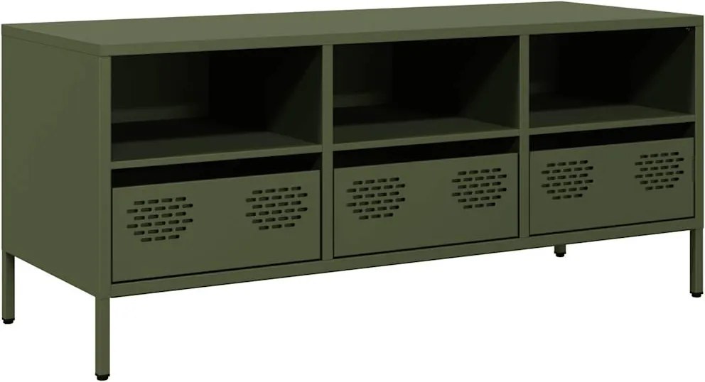 vidaXL Dulap TV, verde măsliniu, 101,5x39x43,5cm, oțel laminat la rece