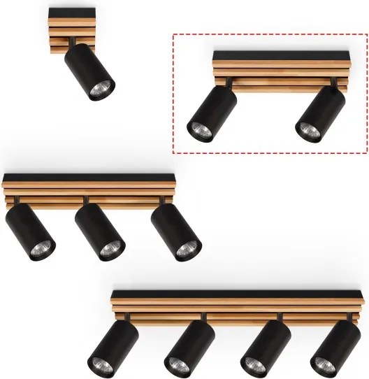 Brilagi - Lampă spot SELE WOOD 2xGU10/30W/230V negru/lemn