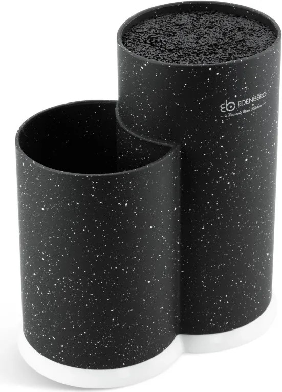 Suport pentru cutite si tacamuri Edenberg EB-5105B, 22x20 cm, Pana la 10 cutite, 2 compartimente, Usor de curatat, Acoperire moale, Negru