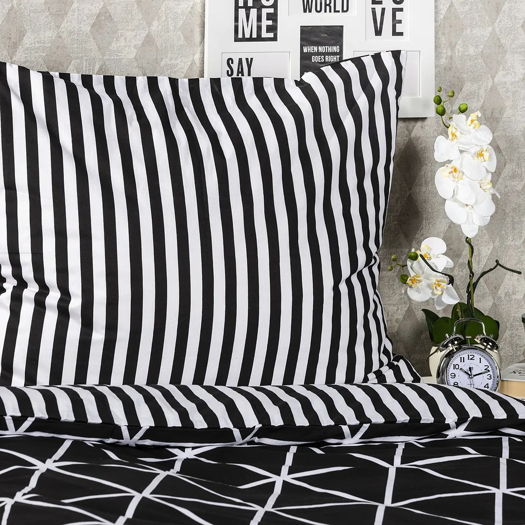 Lenjerie bumbac 4Home Galaxy, negru, 160 x 200 cm, 70 x 80 cm