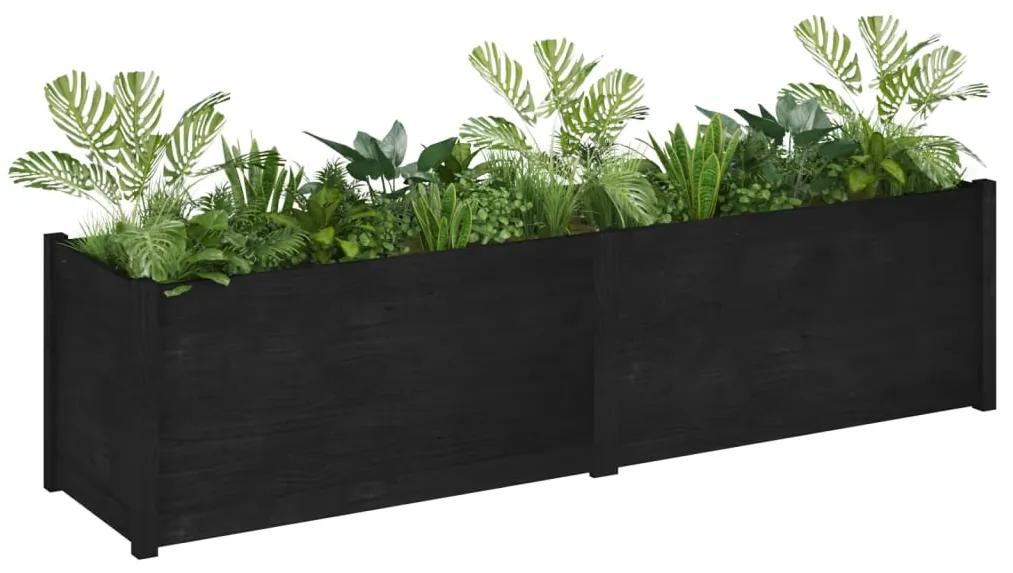 Jardiniera de gradina, negru, 200x50x50 cm, lemn masiv de pin Negru, 1, 1