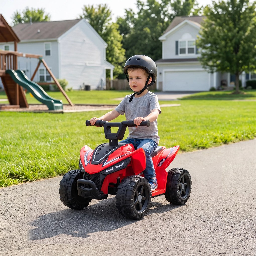 AIYAPLAY ATV Electric pentru Copii 18-48 Luni, 6V, 2 km/h, Sarcină 25 kg, Roșu | Aosom Romania