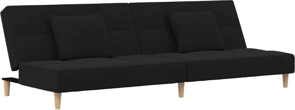 vidaXL Canapea extensibilă cu 2 locuri, 2 perne, negru, textil