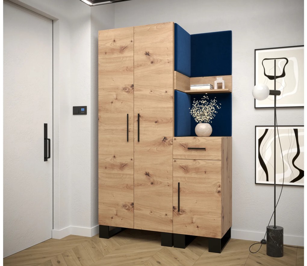 Set mobilier pentru hol Amanda 6 (Stejar artisan + Albastru). 1085907