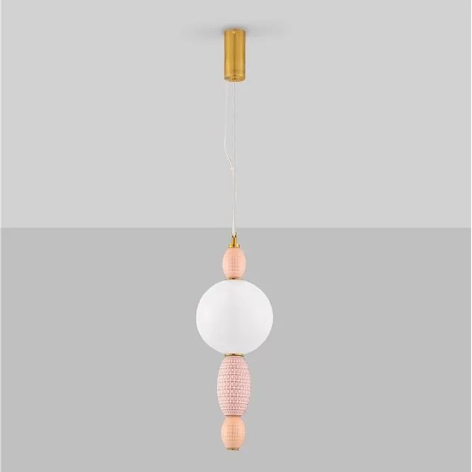 Pendul ceramic design modern LED CLEMENTINE portocaliu/ roz