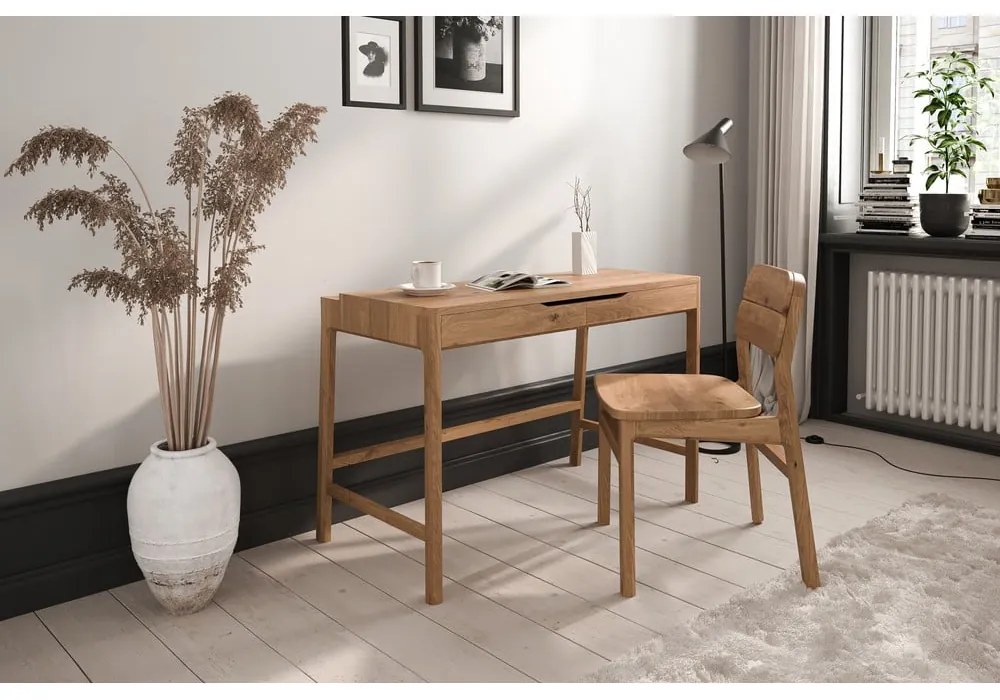 Masă de machiaj din lemn de stejar 57x110 cm Twig – The Beds